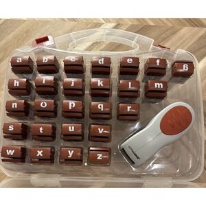 Vintage CUTTING EDGE Set of 40 Paper‎ Punch Alphabet Letters Case Scrapbooking